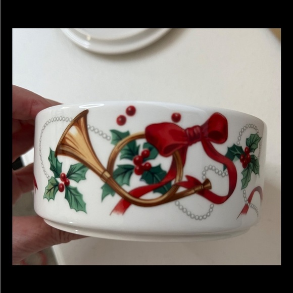 Vintage Mikasa Jubilation Candy Dish With Lid Trinket Dish Christmas Horn - Picture 2 of 6